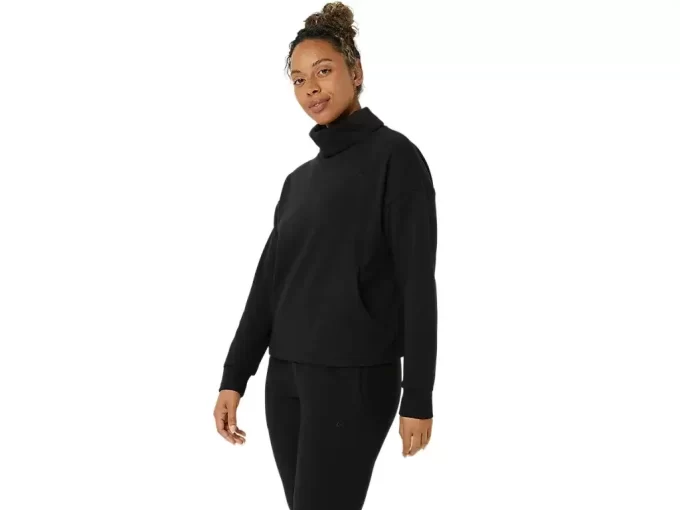 Bluzka z wysokim kołnierzem z dzianiny frotte Bluzka z wysokim kołnierzem z dzianiny frotte