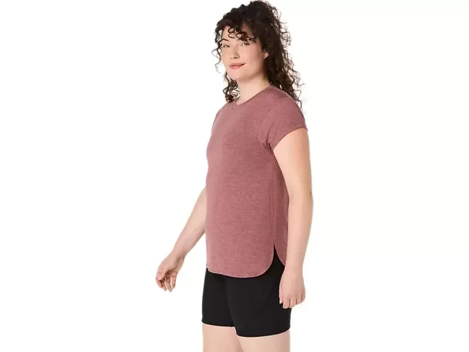 DAMSKI TOP Z OKRĄGŁYM KOŁNIERZEM W KOLORZE MELANŻOWYM