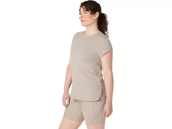 DAMSKI TOP Z OKRĄGŁYM KOŁNIERZEM W KOLORZE MELANŻOWYM