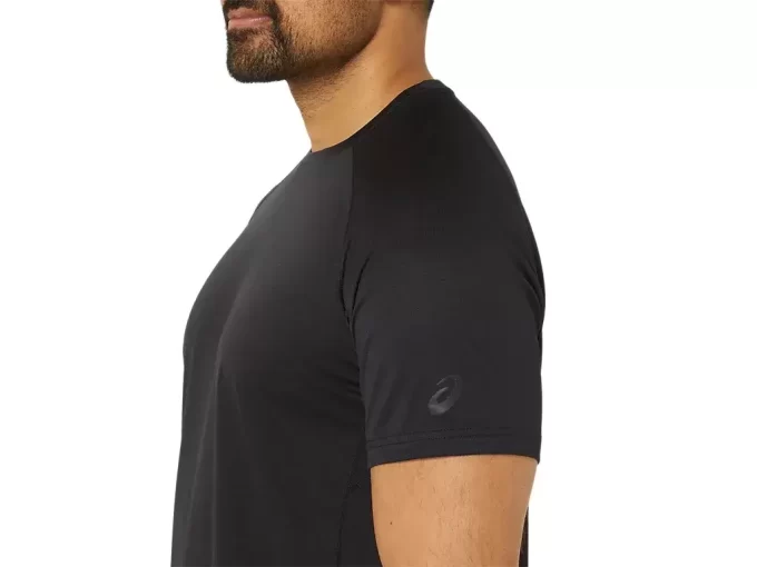 DZIANINOWY TOP Z KRÓTKIM RĘKAWEM Z OTWIERANYMI KRÓTKIM RĘKAWEM